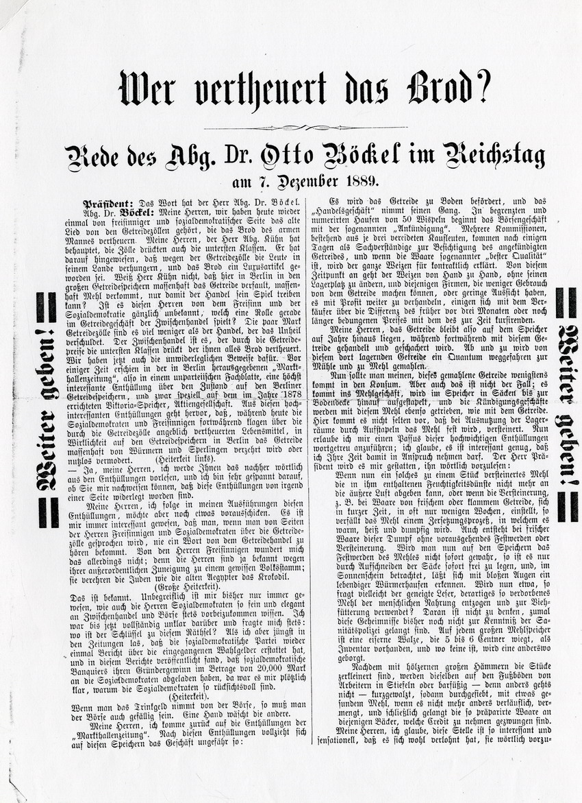 Wahlplakate und Flugblätter der Böckel-Bewegung 1887, 1890 und 1898