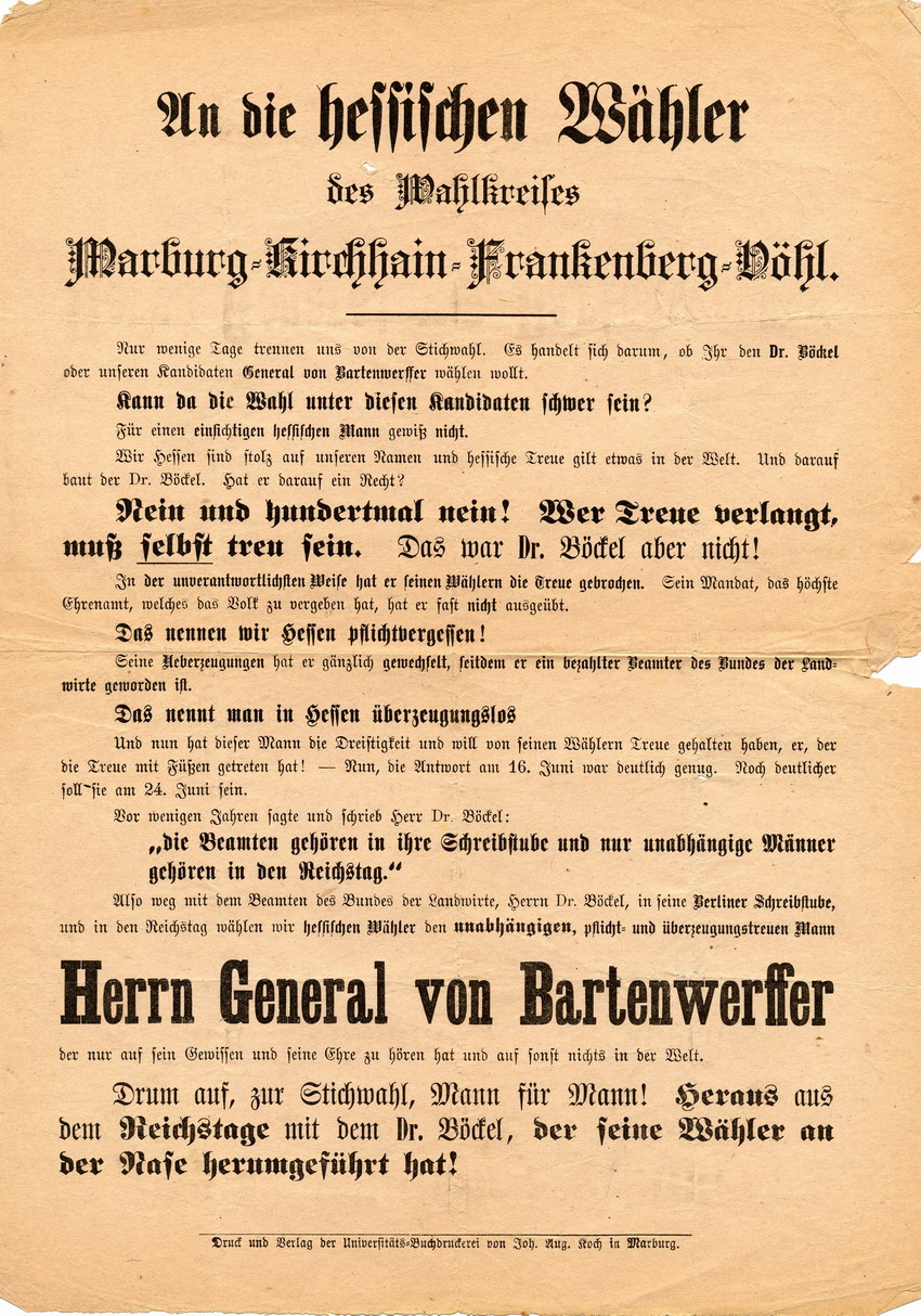 Wahlplakate und Flugblätter der Konservativen 1898