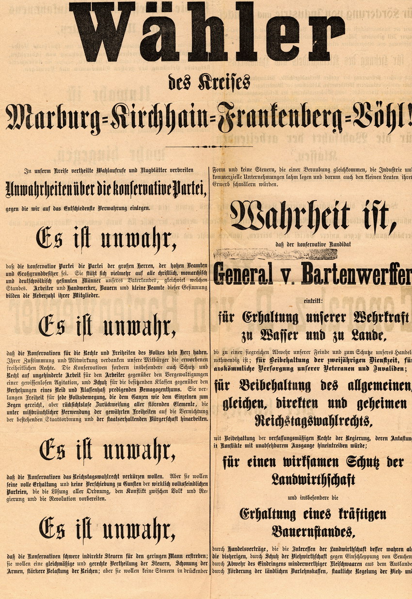 Wahlplakate und Flugblätter der Konservativen 1898