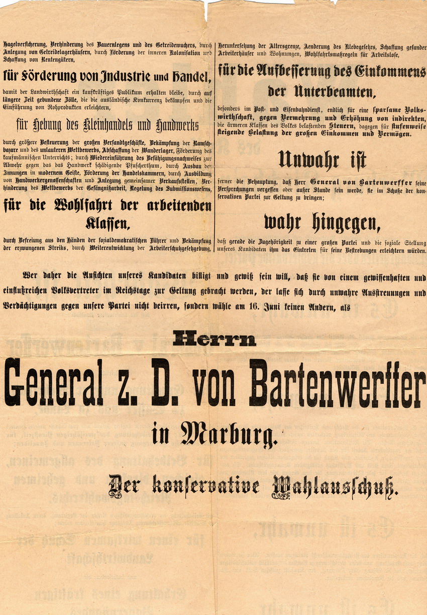 Wahlplakate und Flugblätter der Konservativen 1898