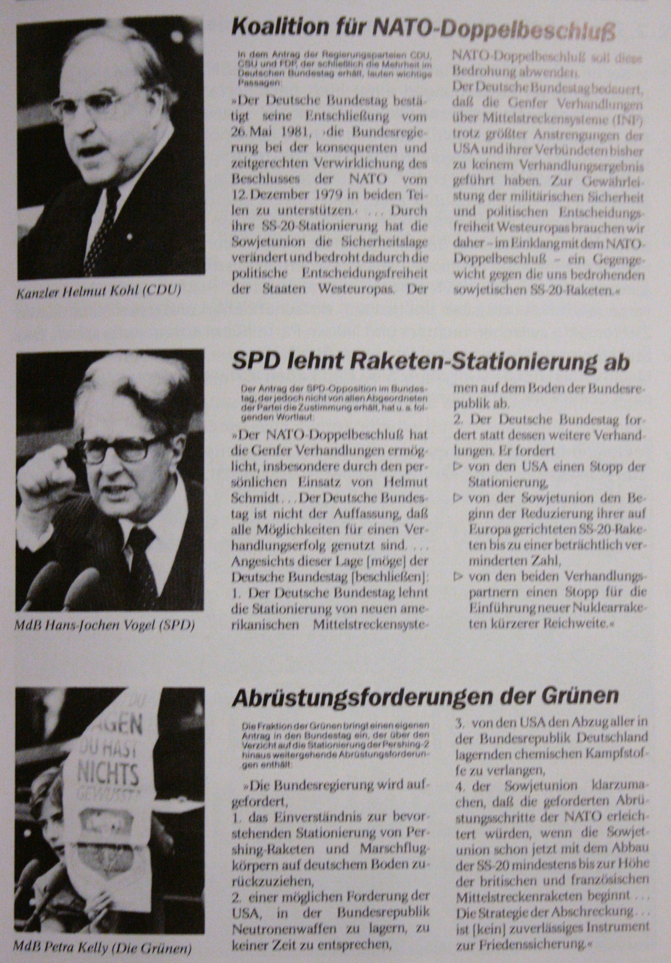 Rücktrittsdrohung von Bundeskanzler Helmut Schmidt bei Ablehnung des Doppelbeschlusses durch die SPD, Mai 1981