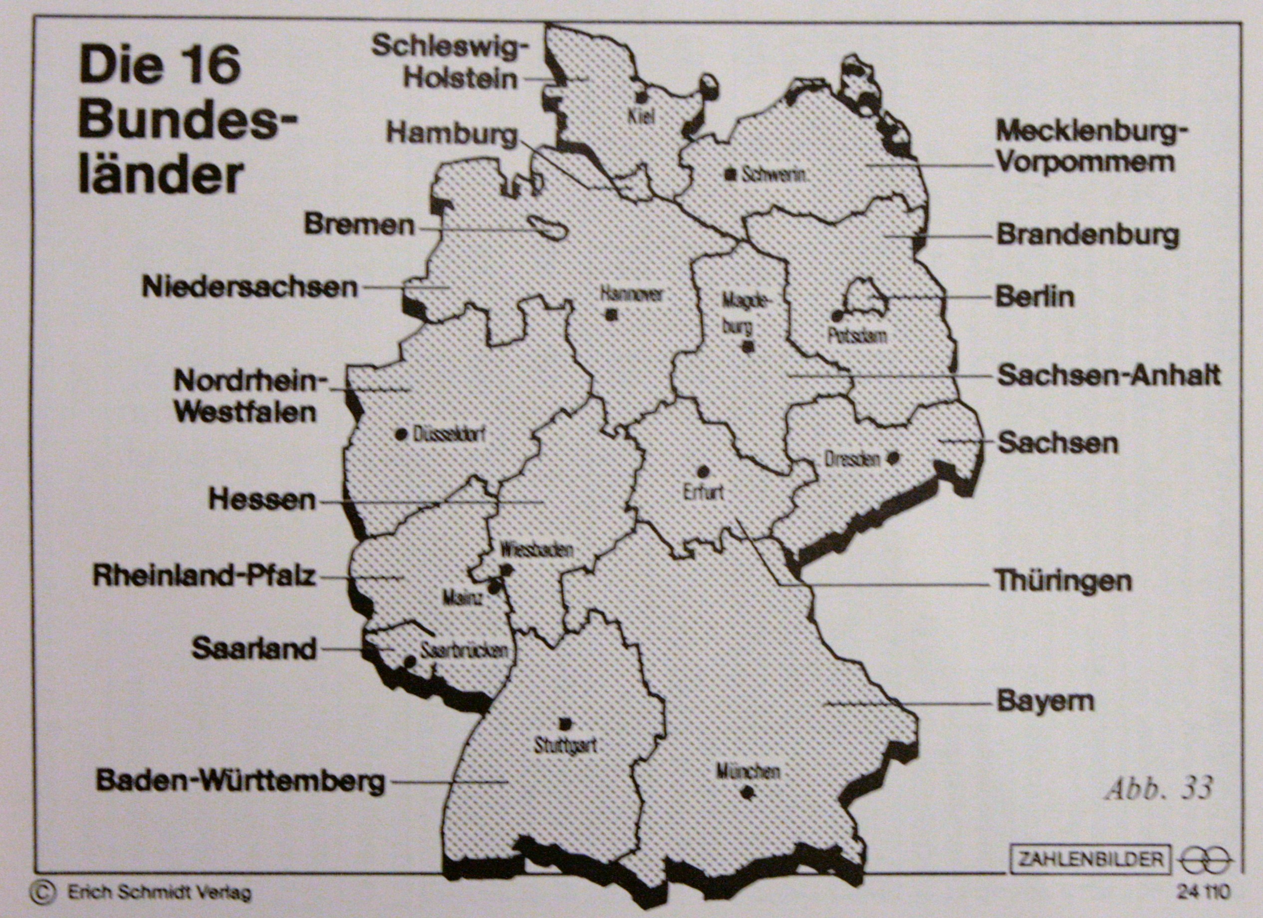 Die 16 Bundesländer im vereinten Deutschland