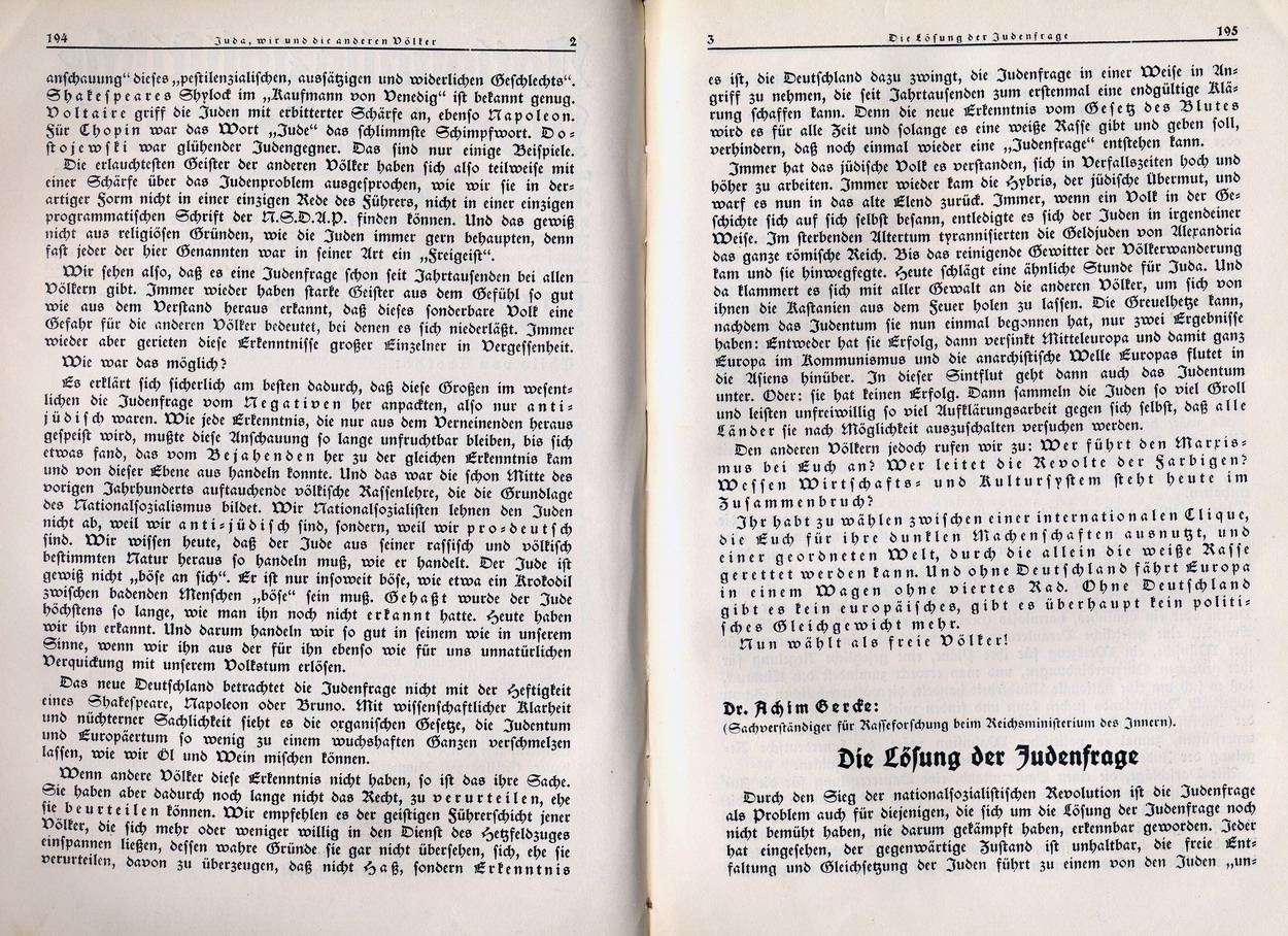 Die Rassenfrage und das neue Reich,  Nationalsozialistische Monatshefte 38, Mai 1933