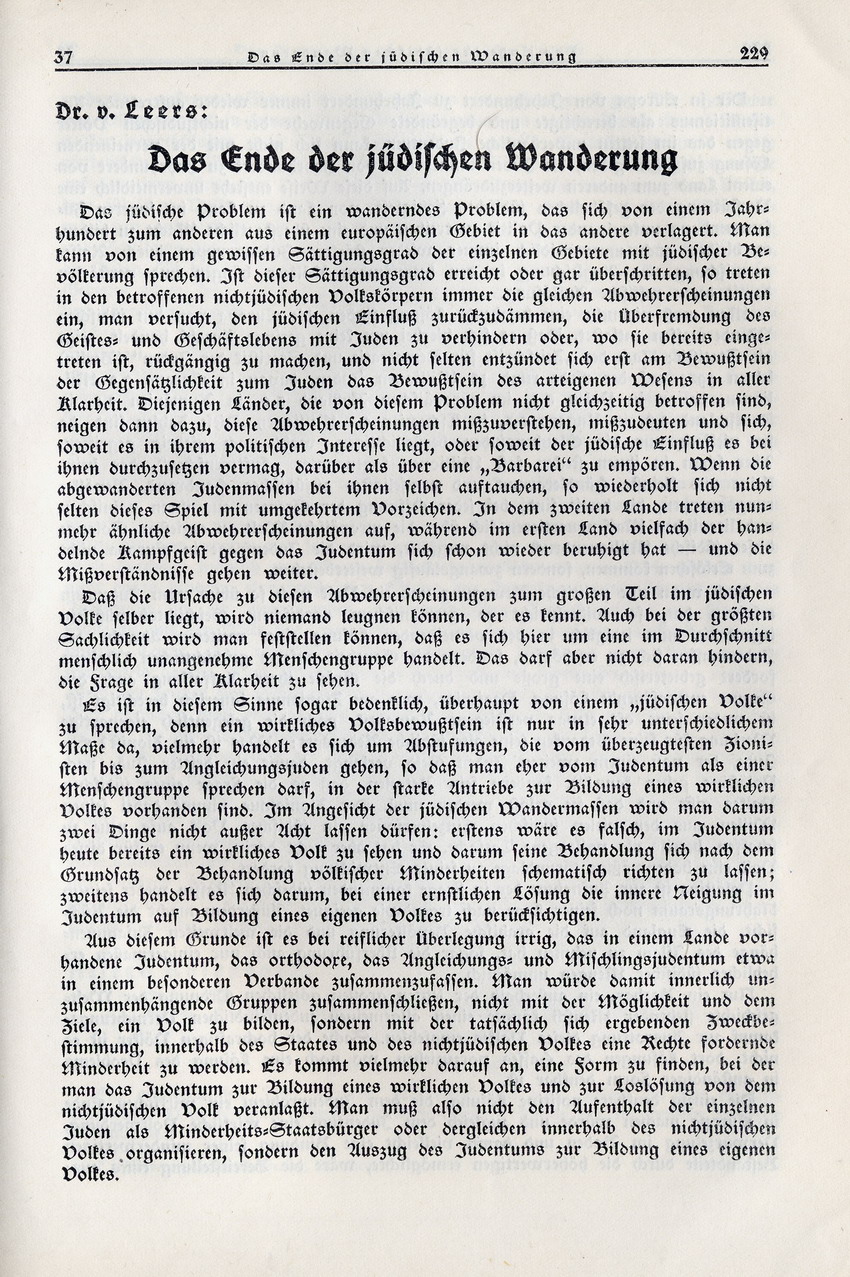 Die Rassenfrage und das neue Reich,  Nationalsozialistische Monatshefte 38, Mai 1933