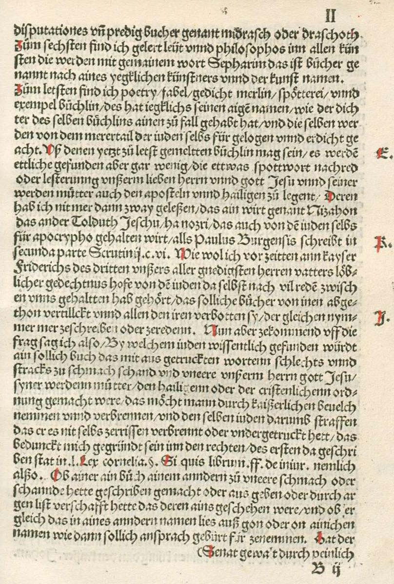 Das Gutachten Reuchlins, ob man den Juden ihre Bücher wegnehmen und verbrennen soll (Auszüge aus Johannes Reuchlins Schrift "Augenspiegel", Tübingen 1511)