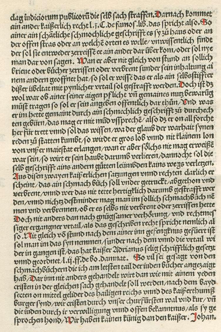 Das Gutachten Reuchlins, ob man den Juden ihre Bücher wegnehmen und verbrennen soll (Auszüge aus Johannes Reuchlins Schrift "Augenspiegel", Tübingen 1511)
