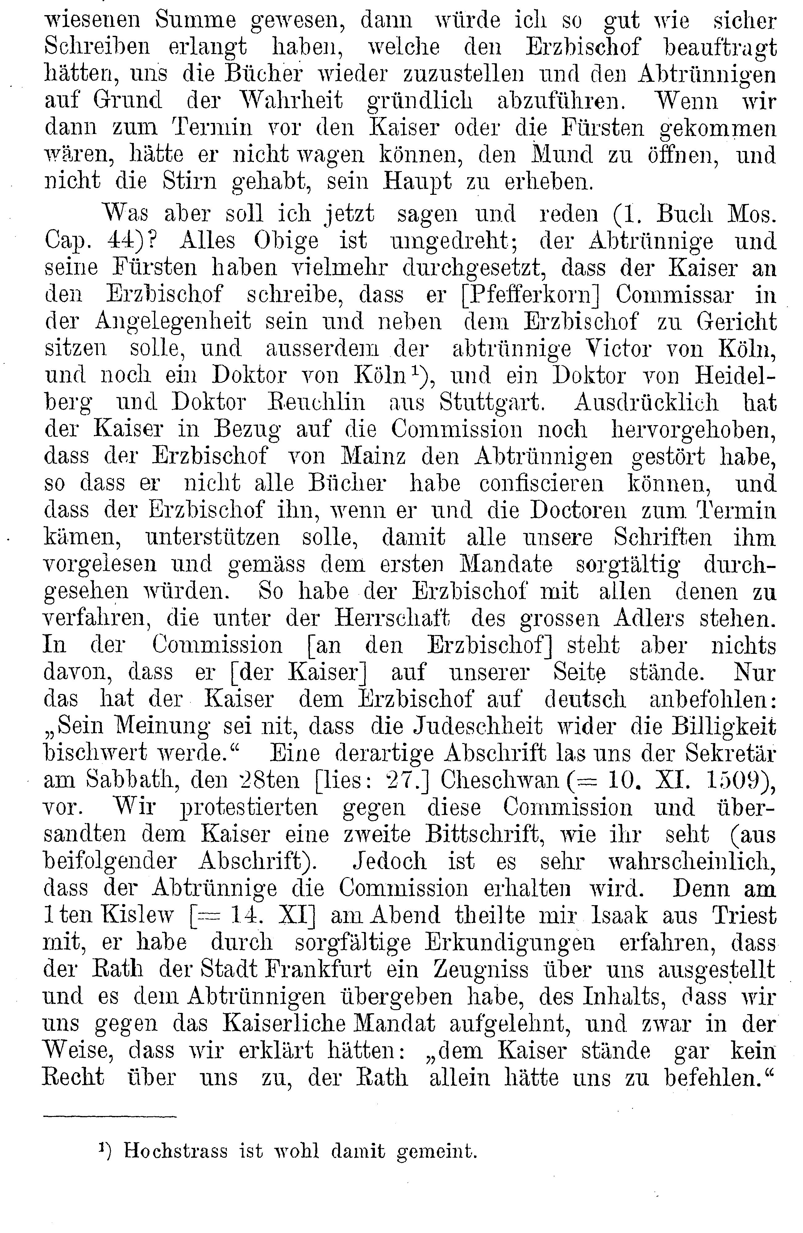 Aktenstücke zur Geschichte der Konfiskation der hebräischen Schriften in Frankfurt am Main (Teil 2):
Brief Jonathan Zions, des Gesandten der jüdischen Gemeinde in Frankfurt an den Kaiser, 15.11.1510