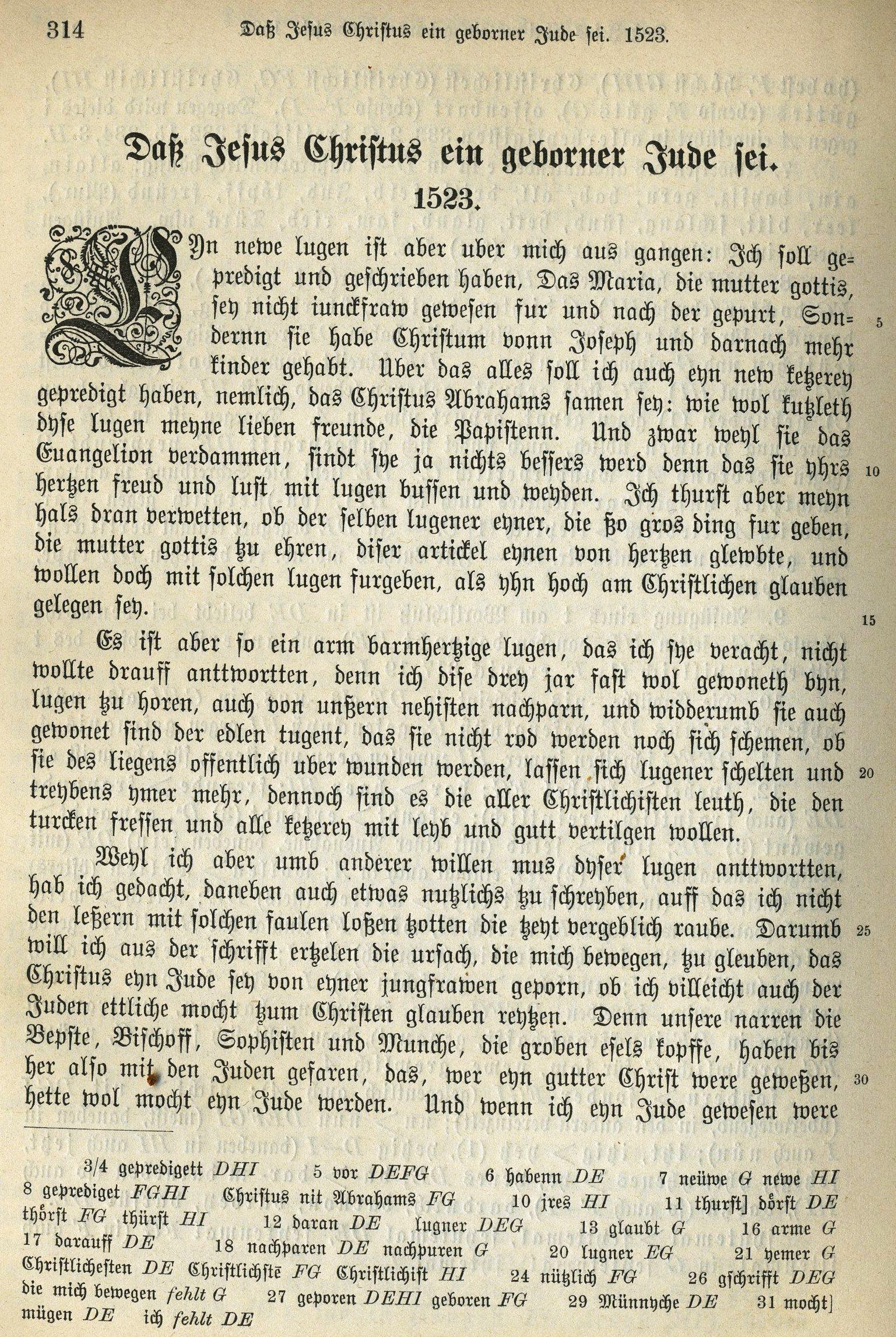 Auszüge aus Martin Luthers "Daß Jesus Christus ein geborener Jude sei", 1523