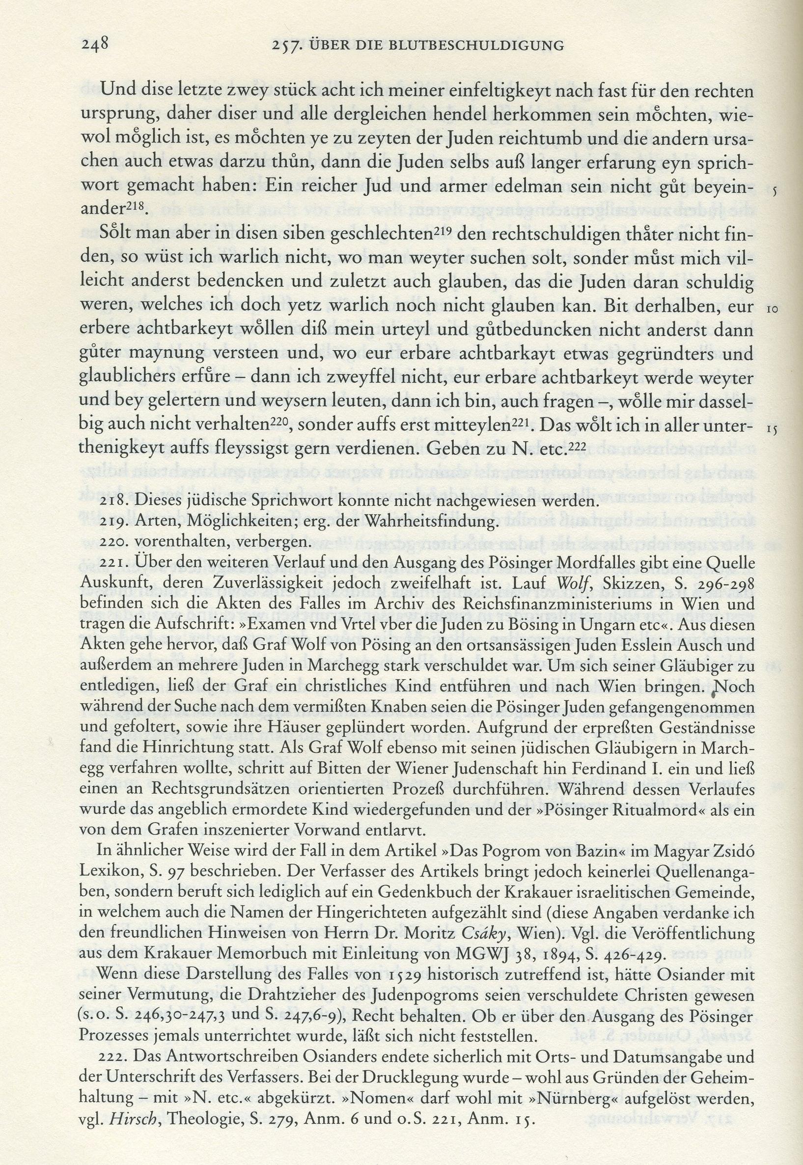 Andreas Osianders Schrift "Ob es war und glaublich sey, daß die Juden der christen kinder heymlich erwürgen und ir blut gebrauchen" 1529/30
