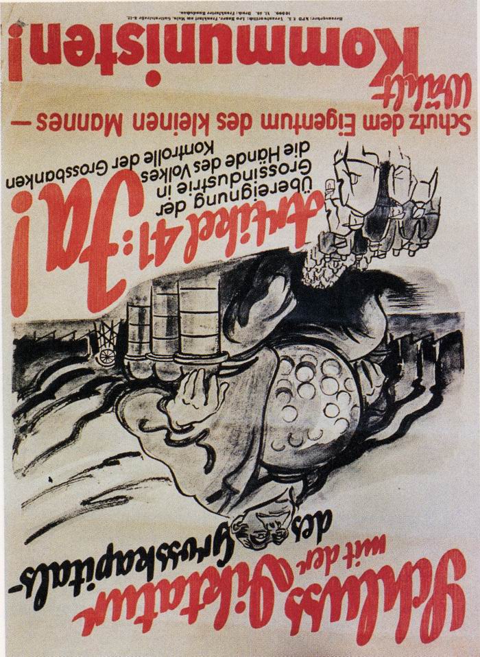 Plakat "Schluss mit der Diktatur des Großkapitals - Art. 41 Ja! Wählt Kommunisten"