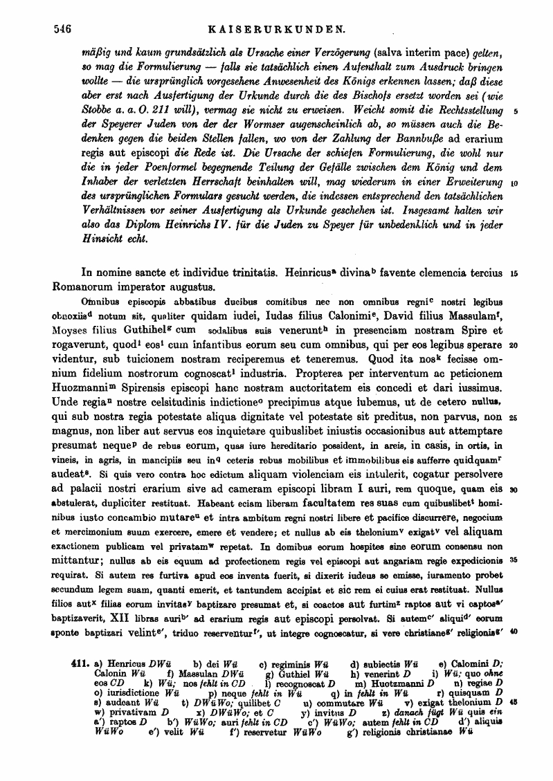 Judenprivileg Kaiser Heinrichs IV., gegeben zu Speyer am 19. Februar 1090