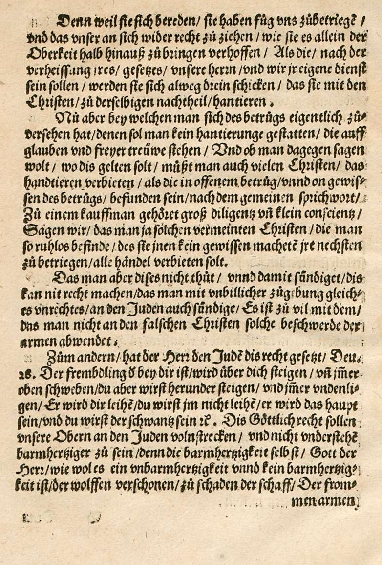 Auszüge aus Martin Bucers  "Von den jude[n], Ob vn[d] wie die vnder den Christe[n] zu halten sind, ein Rathschlag", 1538 [Druck: Straßburg 1539]