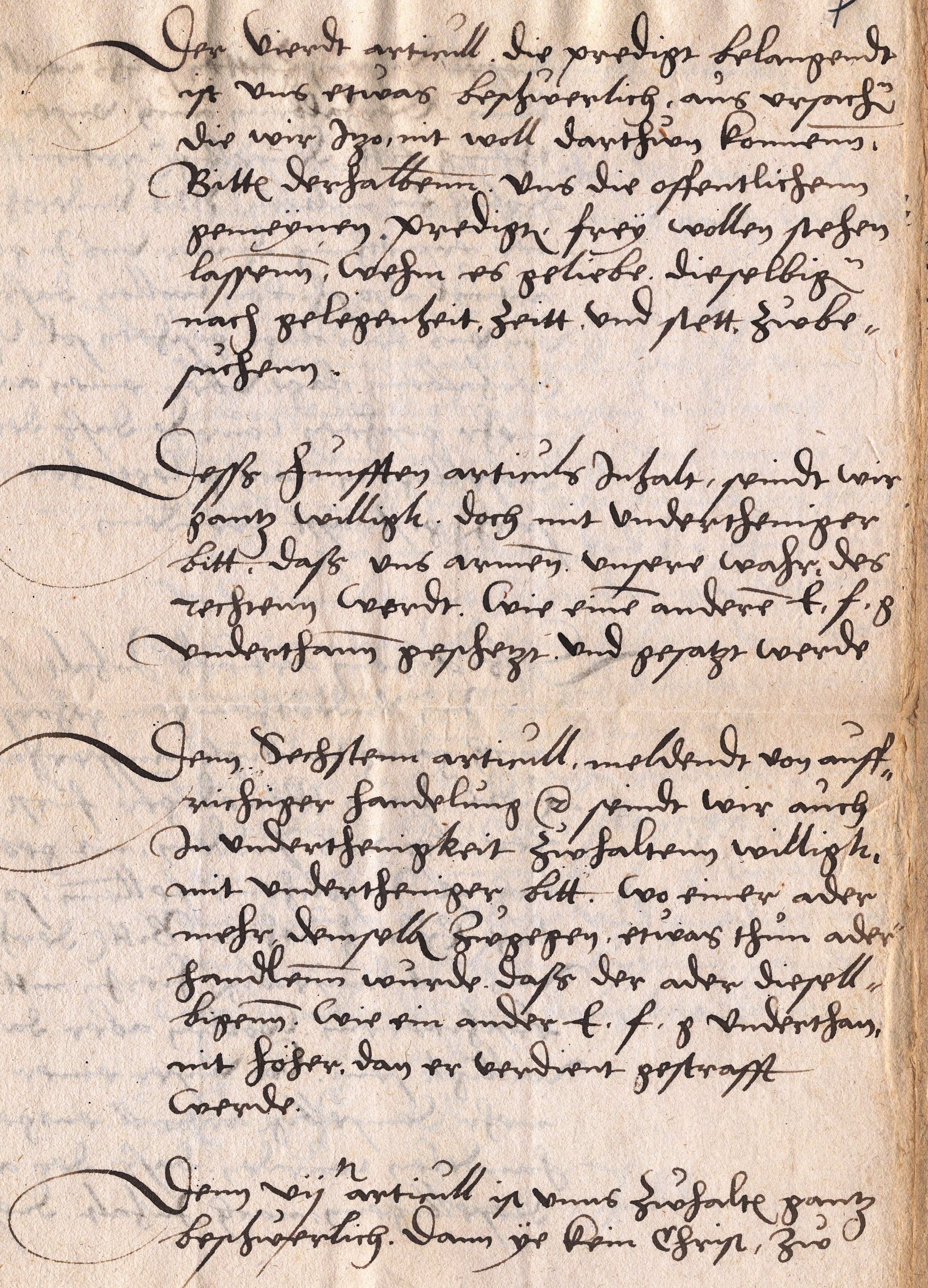 Stellungnahme der Juden zum Entwurf der hessischen Juden-Ordnung vom Ende 1538 
(Anfang 1539)