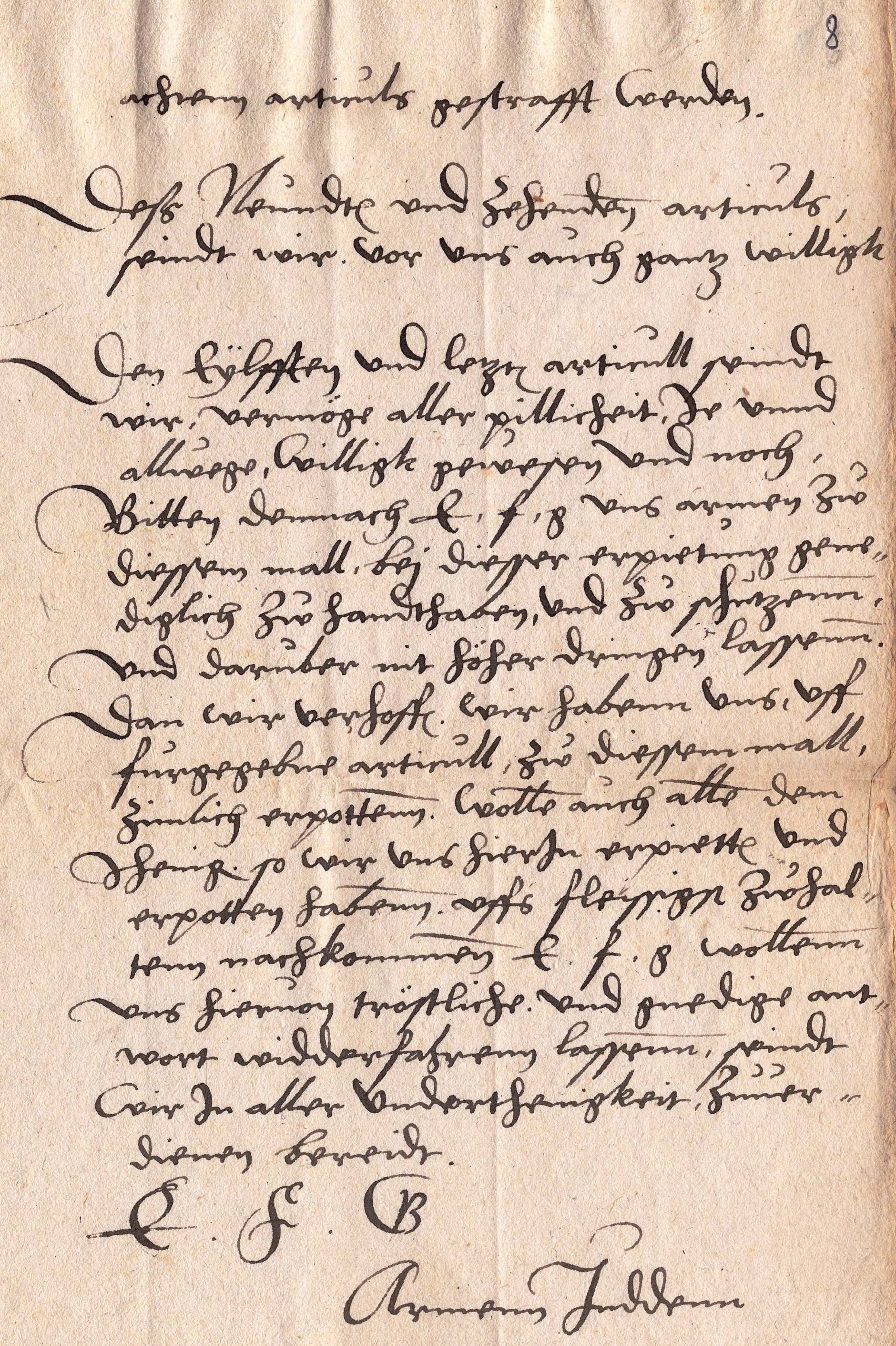 Stellungnahme der Juden zum Entwurf der hessischen Juden-Ordnung vom Ende 1538 
(Anfang 1539)