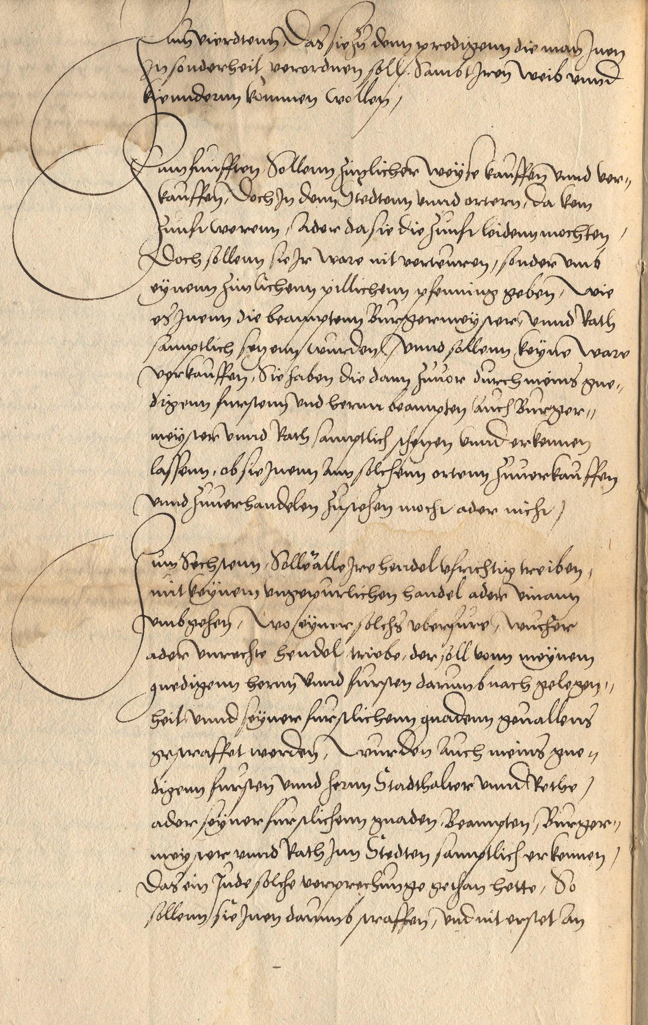 Entwurf einer Juden-Ordnung in elf Artikeln (Ende 1538)