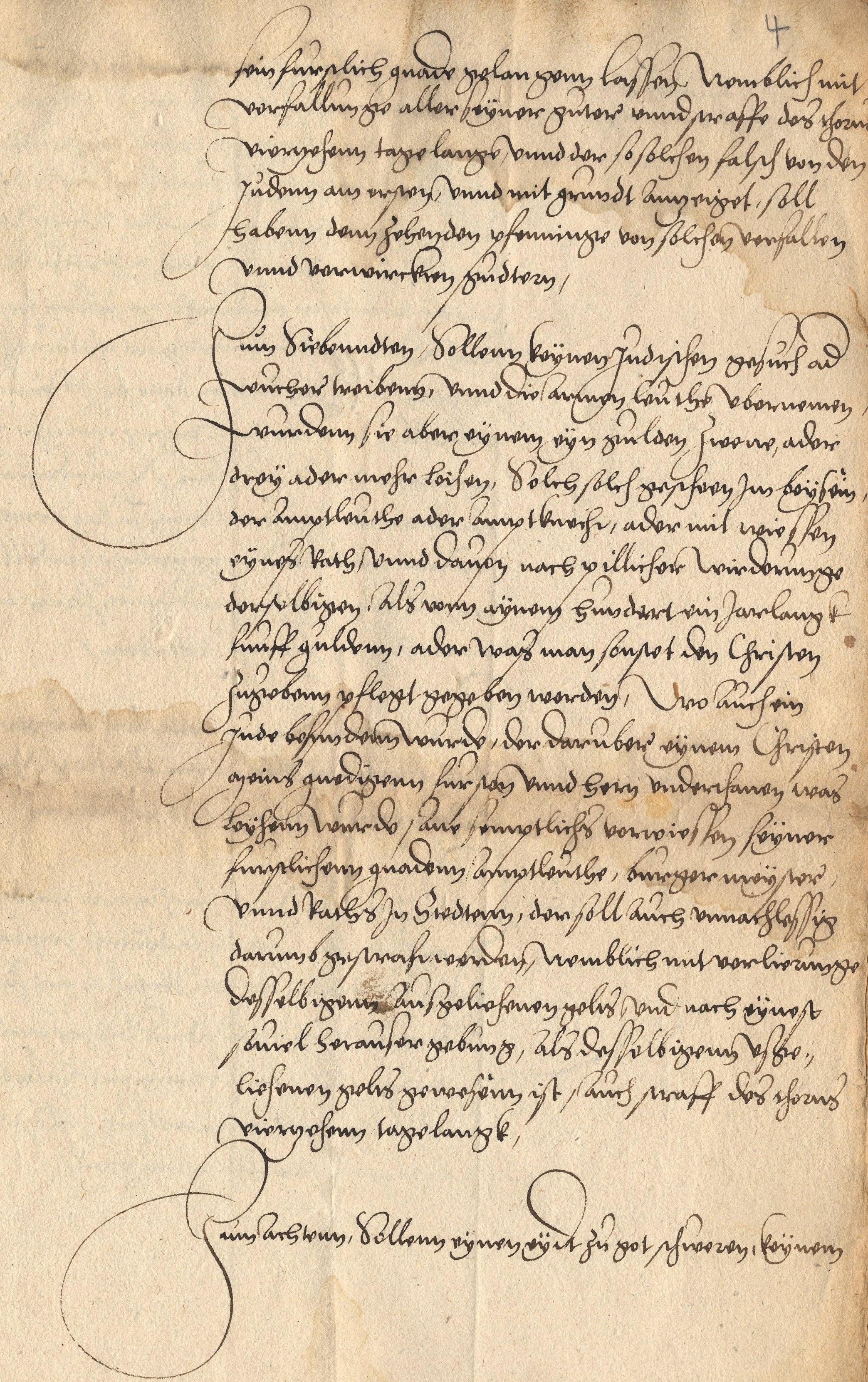 Entwurf einer Juden-Ordnung in elf Artikeln (Ende 1538)