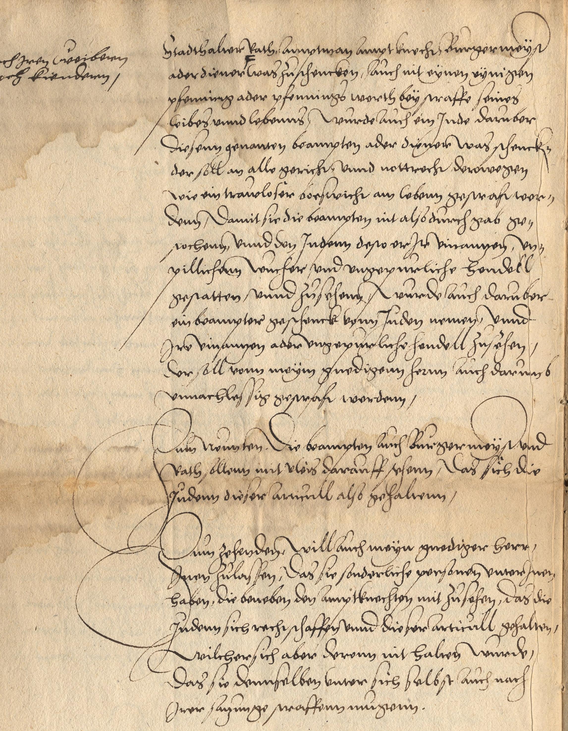 Entwurf einer Juden-Ordnung in elf Artikeln (Ende 1538)
