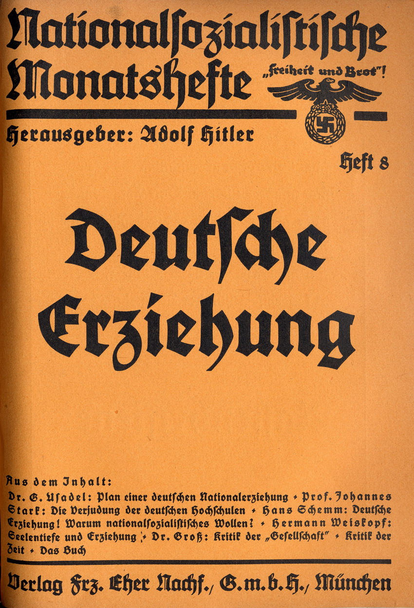 G. Usadel, Plan einer deutschen Nationalerziehung, Nationalsozialistische Monatshefte 8, November 1930