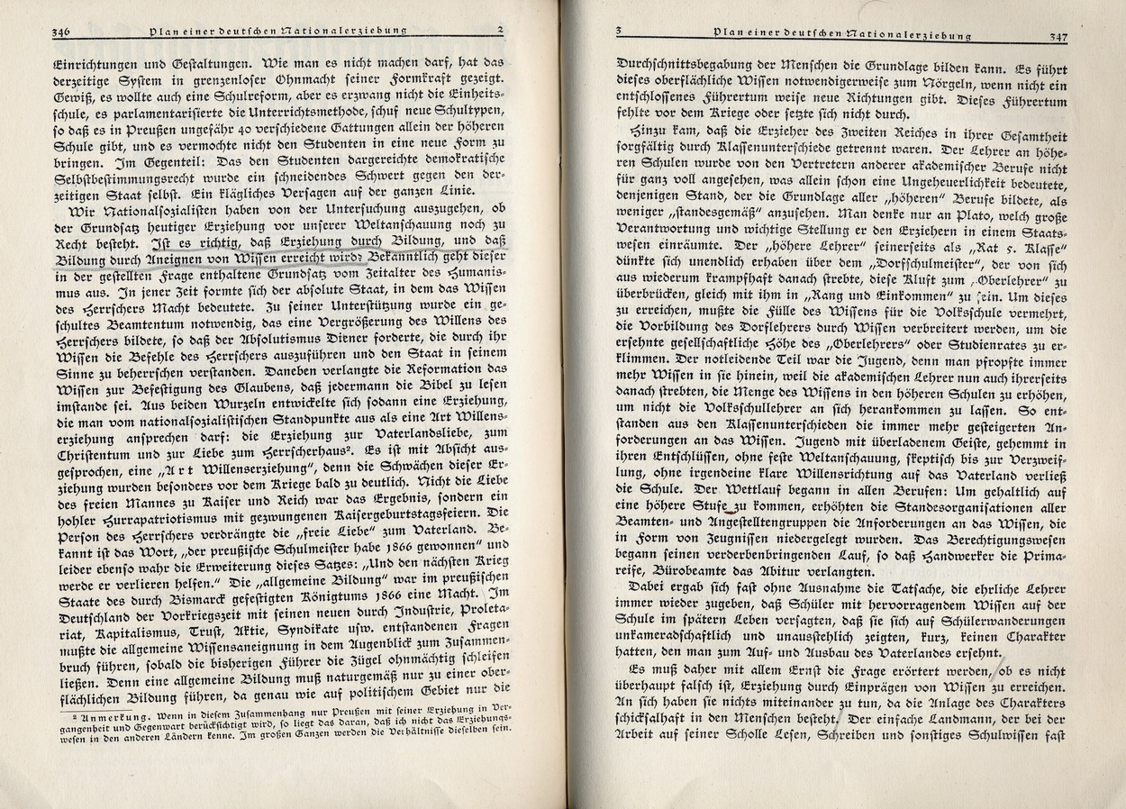 G. Usadel, Plan einer deutschen Nationalerziehung, Nationalsozialistische Monatshefte 8, November 1930
