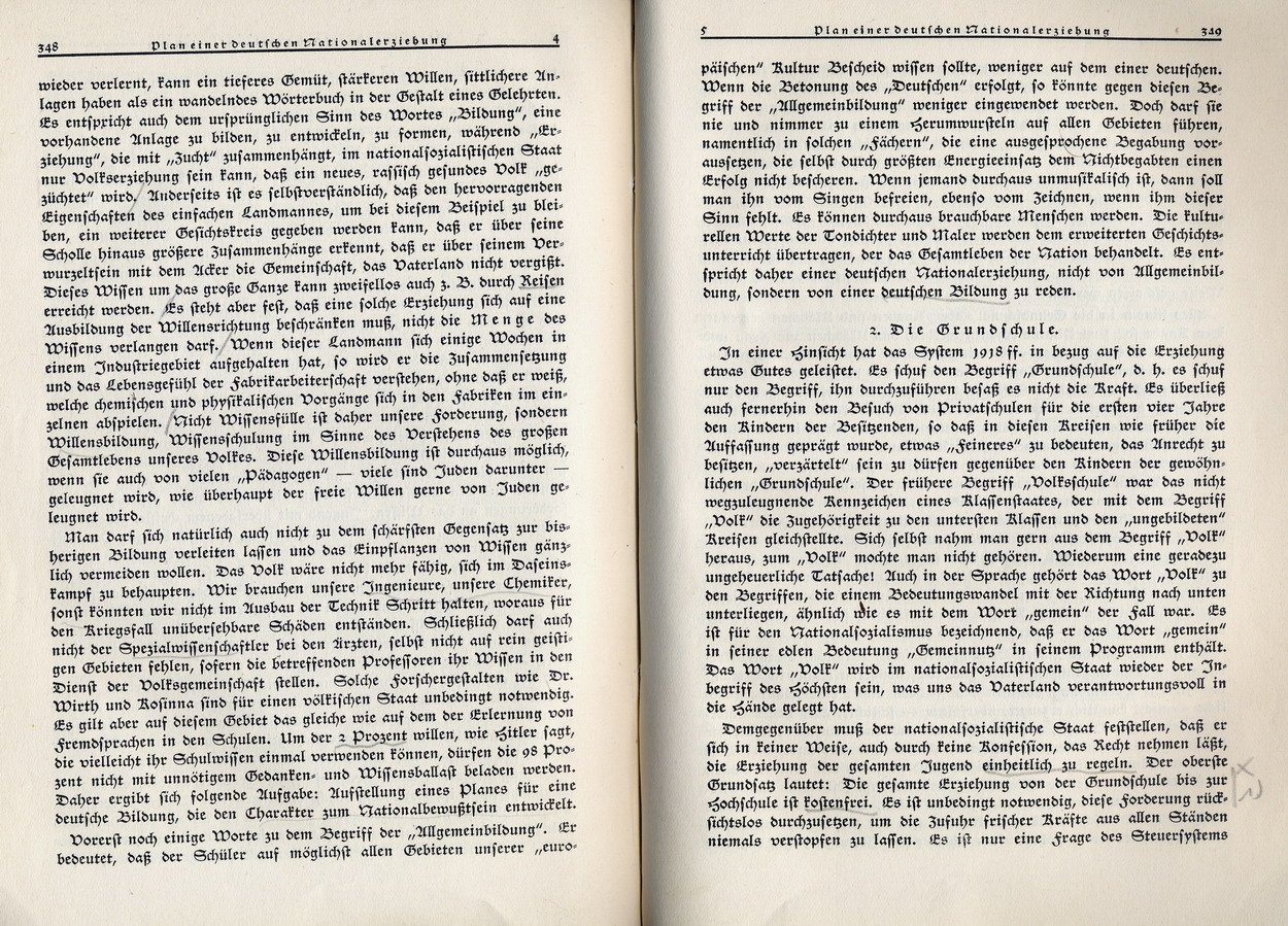 G. Usadel, Plan einer deutschen Nationalerziehung, Nationalsozialistische Monatshefte 8, November 1930
