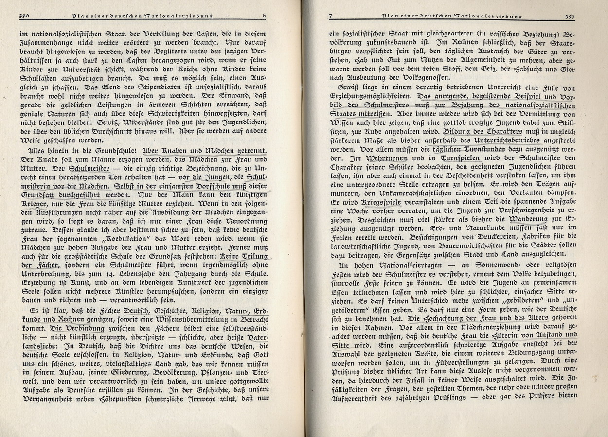 G. Usadel, Plan einer deutschen Nationalerziehung, Nationalsozialistische Monatshefte 8, November 1930