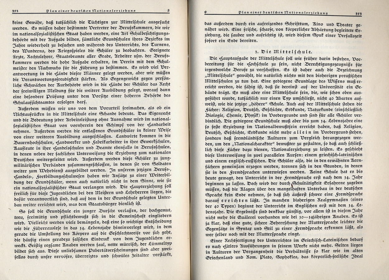G. Usadel, Plan einer deutschen Nationalerziehung, Nationalsozialistische Monatshefte 8, November 1930
