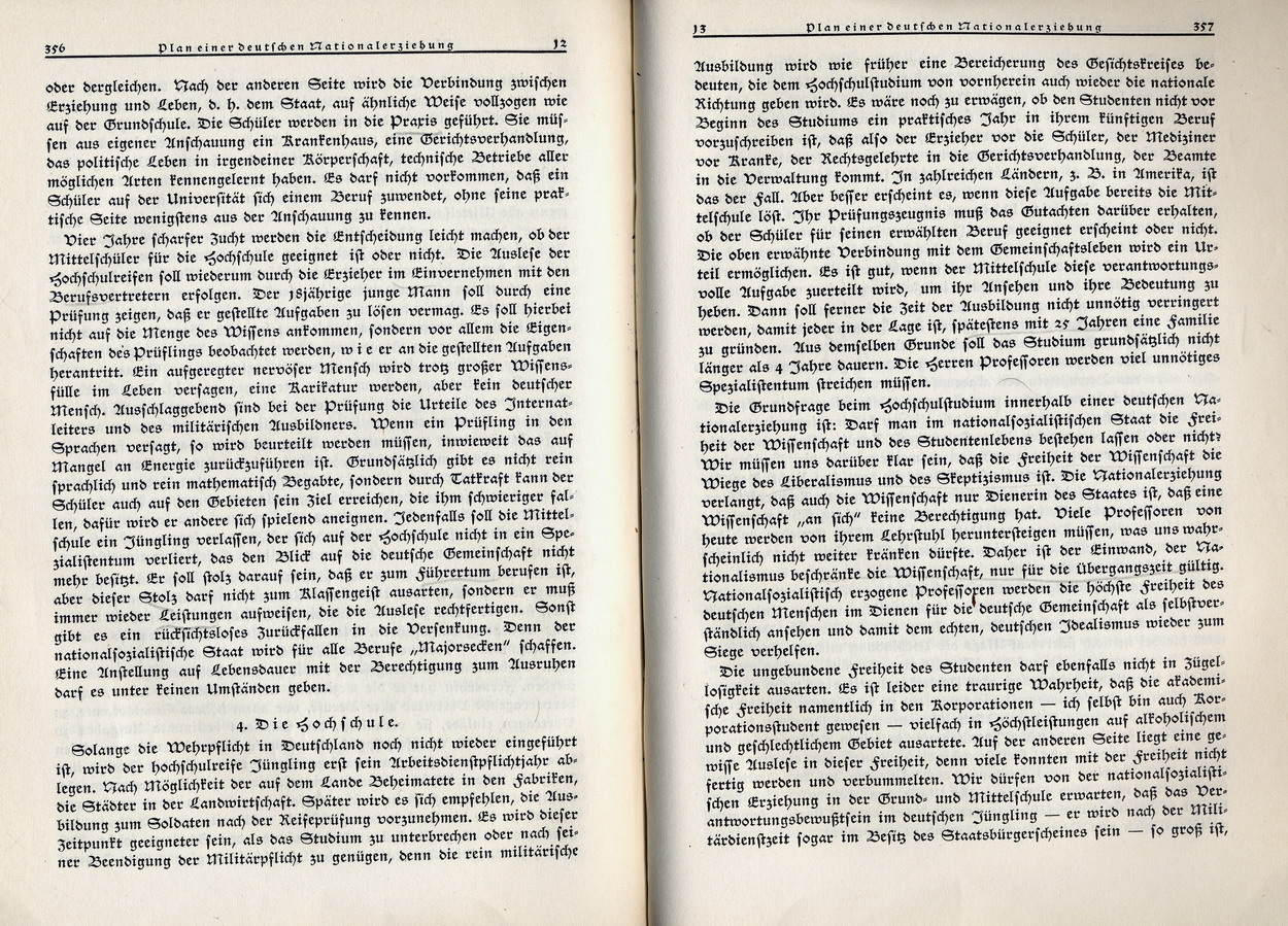 G. Usadel, Plan einer deutschen Nationalerziehung, Nationalsozialistische Monatshefte 8, November 1930