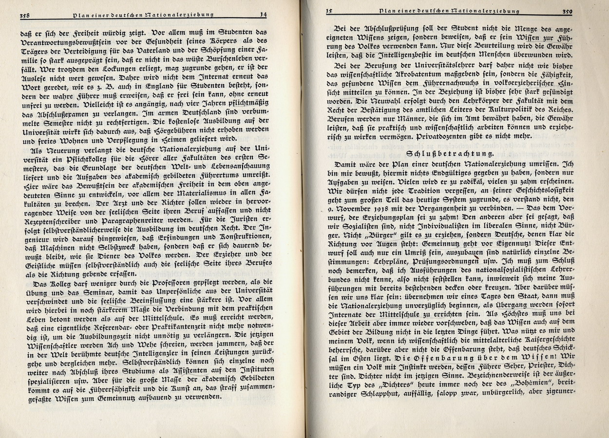 G. Usadel, Plan einer deutschen Nationalerziehung, Nationalsozialistische Monatshefte 8, November 1930