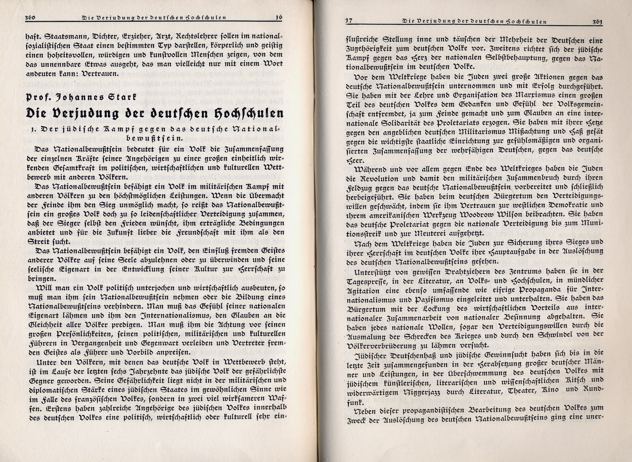 Johannes Stark, Die Verjudung der deutschen Hochschulen, Nationalsozialistische Monatshefte 8, November 1930