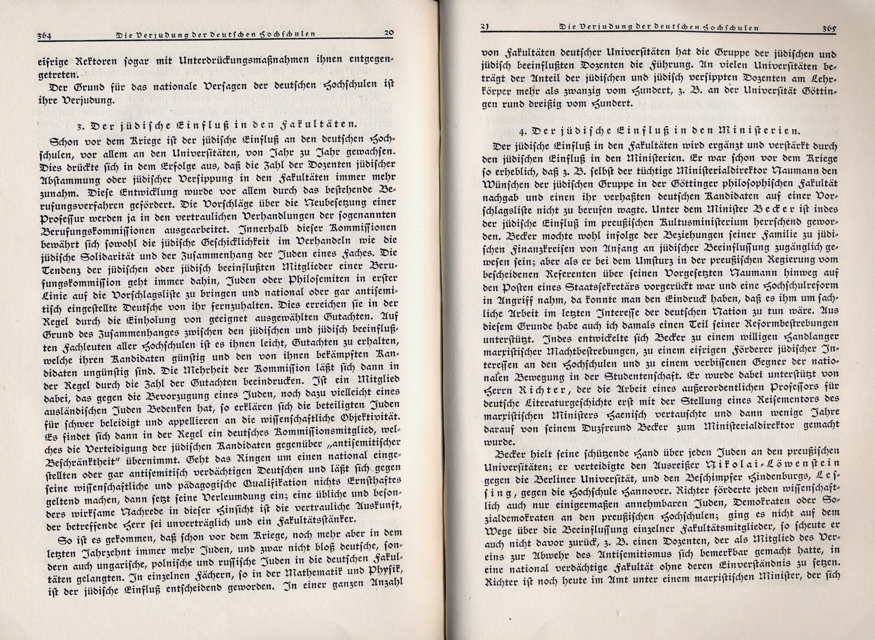 Johannes Stark, Die Verjudung der deutschen Hochschulen, Nationalsozialistische Monatshefte 8, November 1930