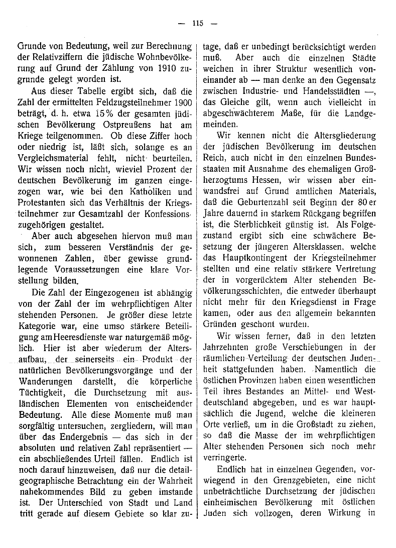 Abhandlung von Jakob Segall zur Zahl der jüdischen Soldaten im deutschen Heer, 1919