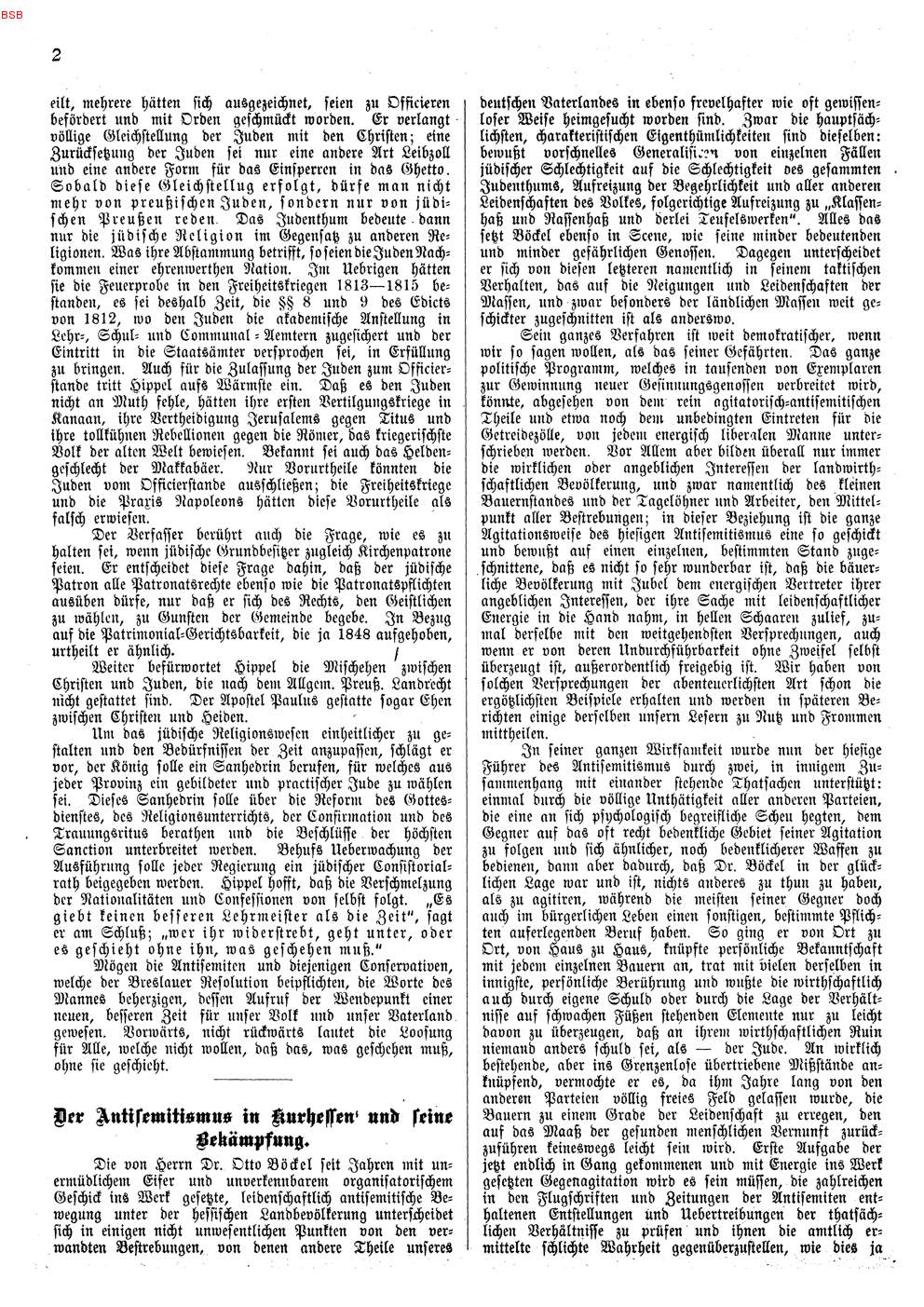 Der Verein zur Abwehr des Antisemitismus Marburg. Strategien II: Artikelserie Georg Winters "Der Antisemitismus in Kurhessen und seine Bekämpfung" in den "Mitteilungen aus dem Verein des Antisemitismus", Dezember 1891 - September 1892.
