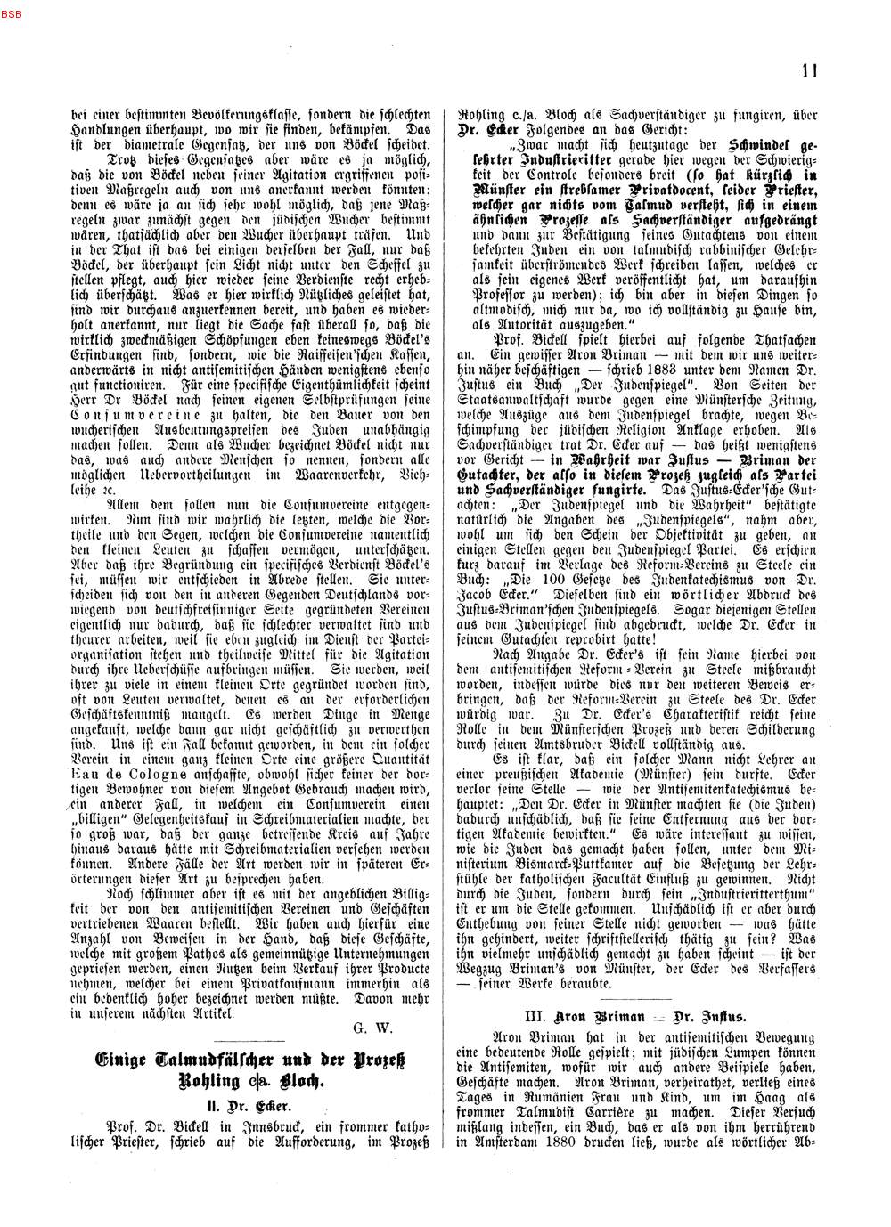 Der Verein zur Abwehr des Antisemitismus Marburg. Strategien II: Artikelserie Georg Winters "Der Antisemitismus in Kurhessen und seine Bekämpfung" in den "Mitteilungen aus dem Verein des Antisemitismus", Dezember 1891 - September 1892.