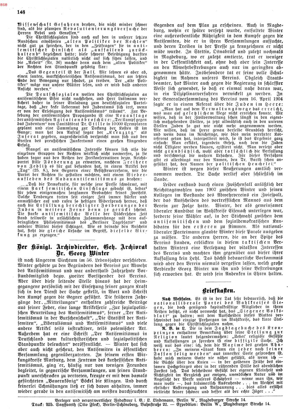 Eine führende Persönlichkeit des VAA: der Marburger Archivar Georg Winter (1856-1912)