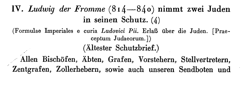 Schutzprivileg Ludwigs des Frommen für zwei Juden, o. J.