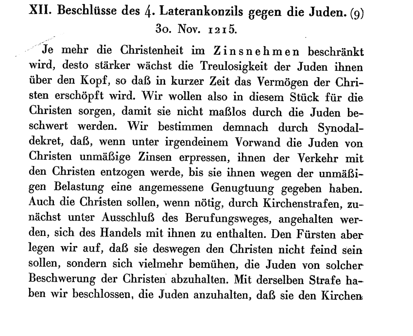 Beschlüsse des 4. Laterankonzils gegen die Juden, 30. Nov. 1215