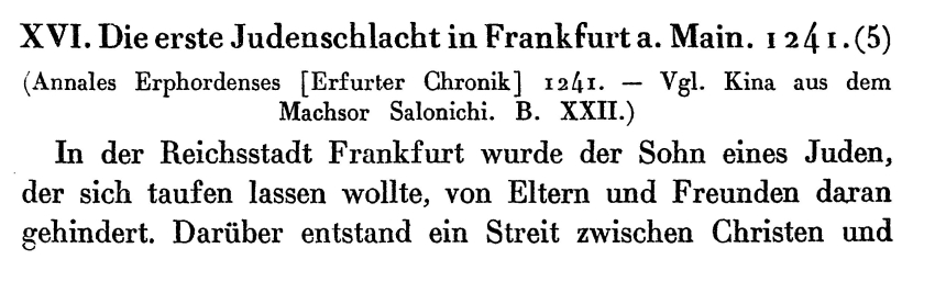 Die erste Judenschlacht in Frankfurt am Main (Annales Erphordenses), 1241