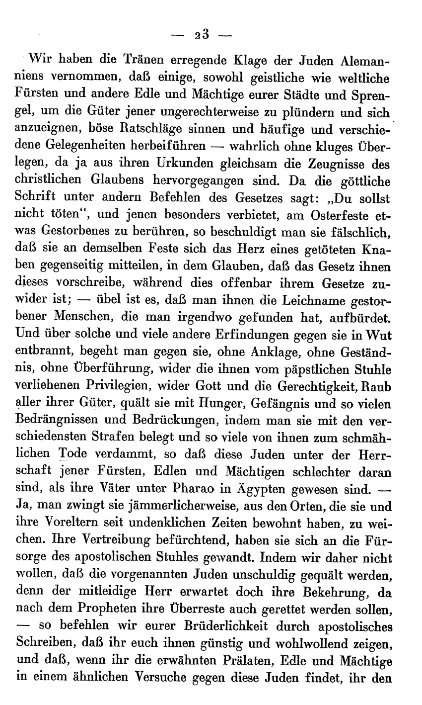 Bulle des Papstes Innocenz IV. gegen die Blutbeschuldigungen, 5. Juli 1247