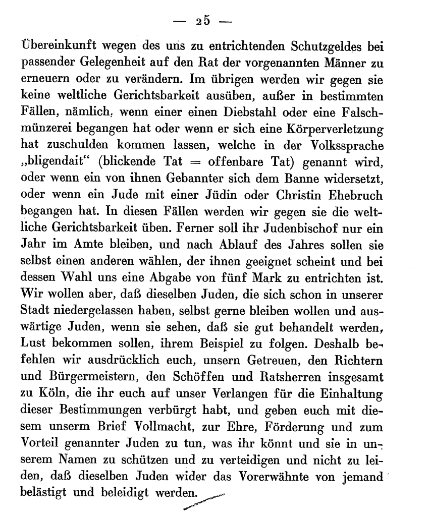 Schutzprivileg des Erzbischofs Konrad von Köln für die Juden von Köln, 27. April 1252