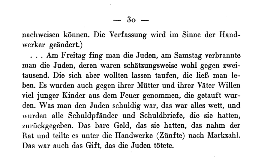 Judenverfolgungen, Straßburger deutsche Chronik, 1298-1349