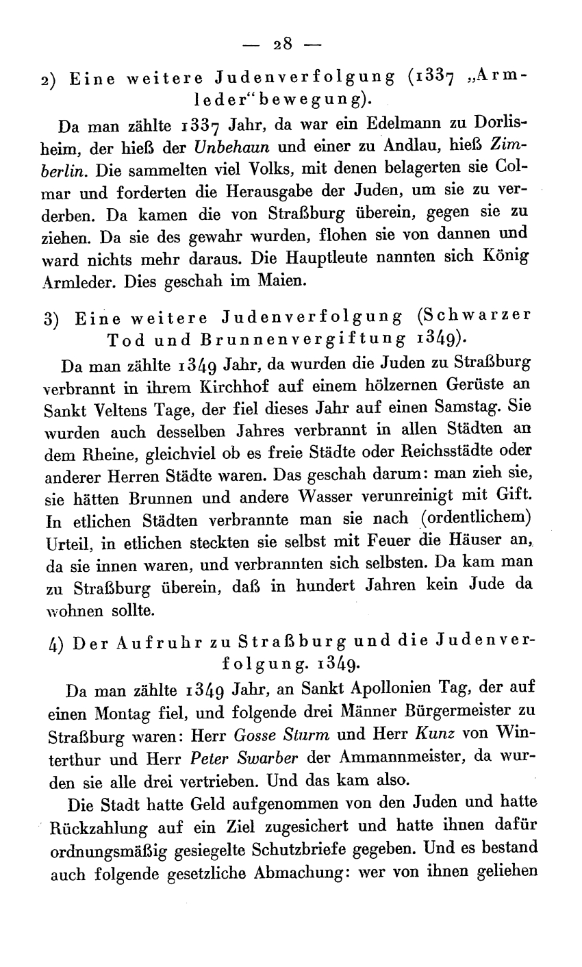 Judenverfolgungen, Straßburger deutsche Chronik, 1298-1349