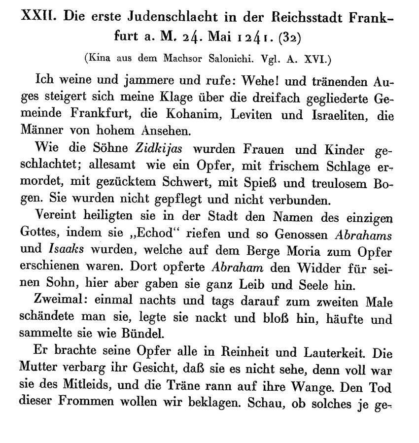 Die erste Judenschlacht in Frankfurt, 24. Mai 1241