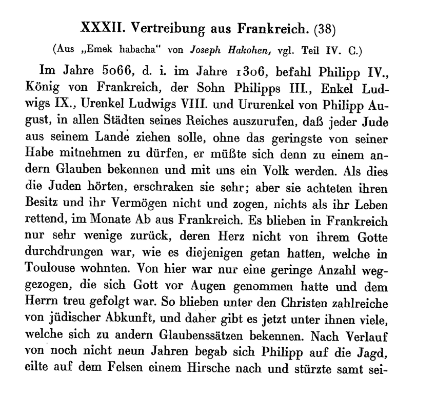 Vertreibung der Juden aus Frankreich, "Emek habacha", 1306