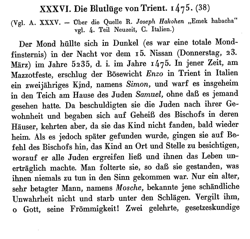 Die Blutlüge von Trient, 1475