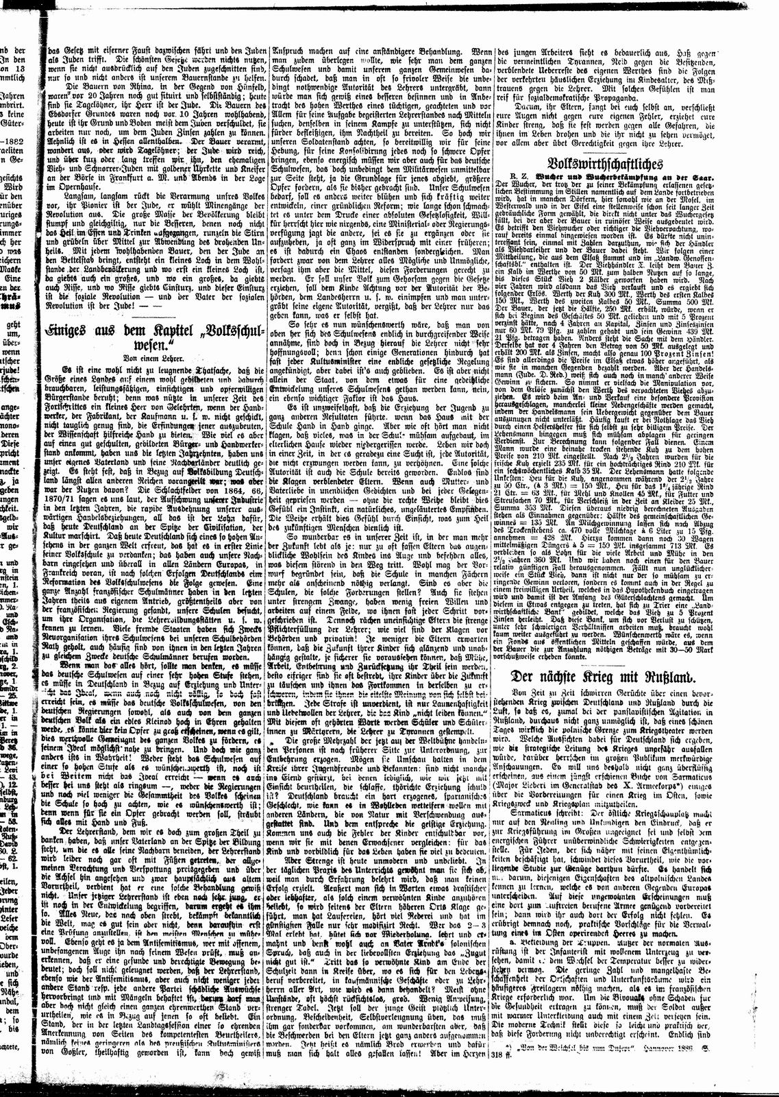 Erste Ausgabe der Zeitung "Der Reichsherold", 4. Februar 1887.