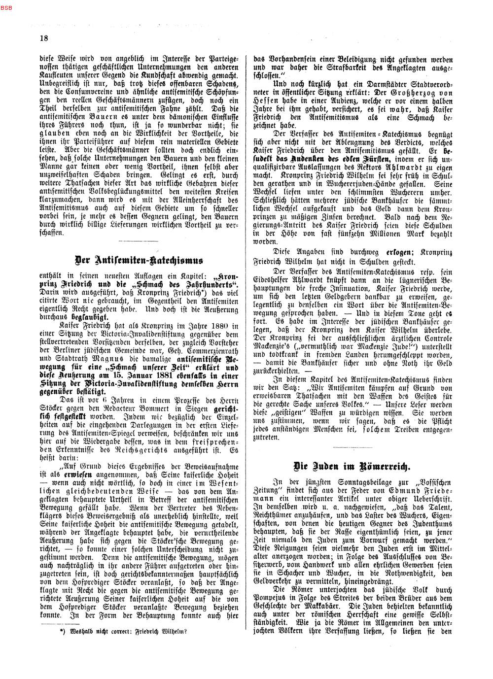 Der Verein zur Abwehr des Antisemitismus Marburg. Strategien III: Aufklärung über das Vorgehen der Antisemiten am Beispiel eines antisemitischen Konsumvereins in Marburg, Januar/Februar 1892.