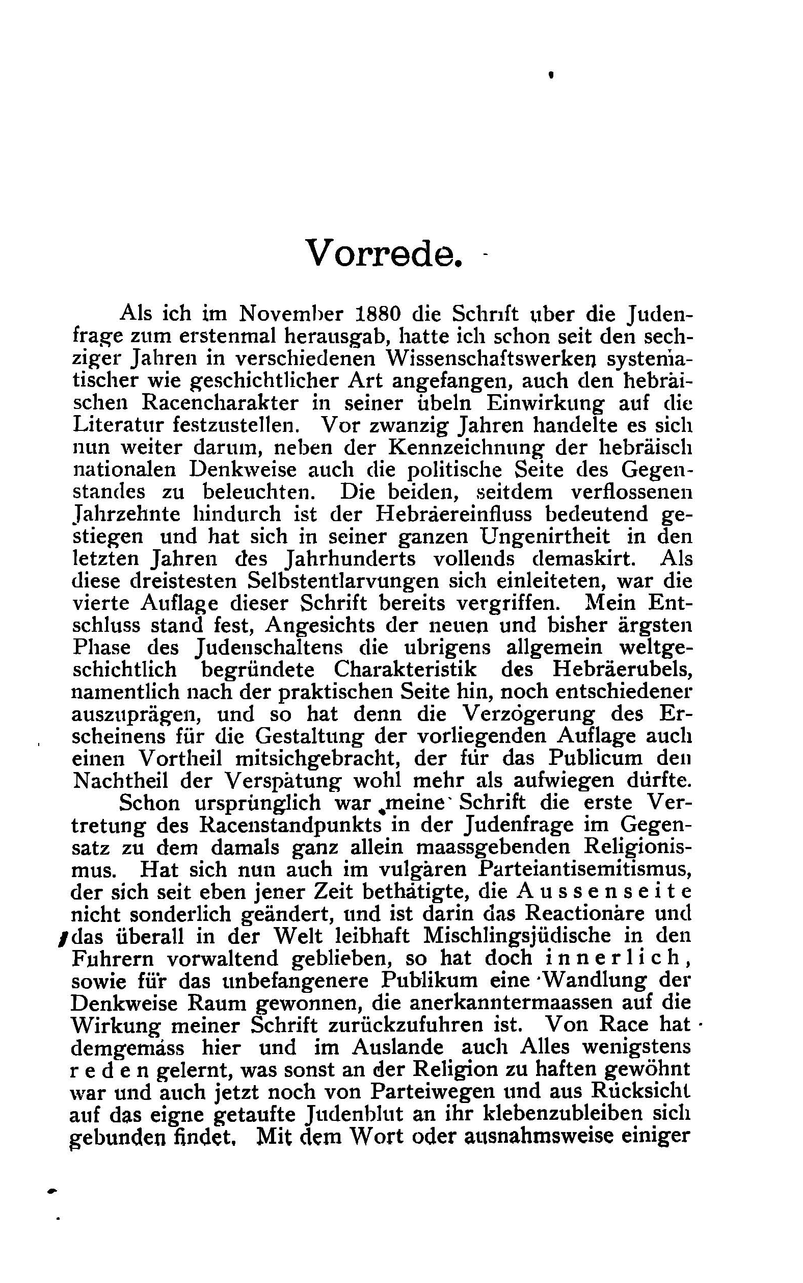 Auszuge aus Eugen Dühring: "Die Judenfrage als Frage des Racencharacters", 5. Auflage 1901
