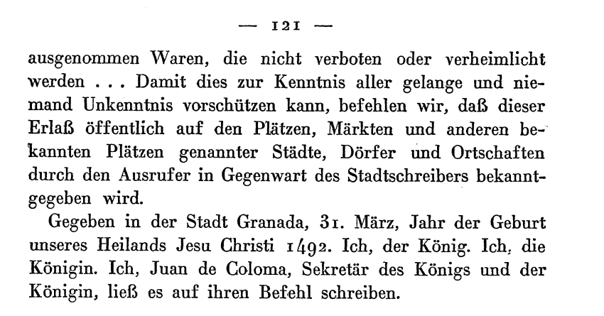 Generaledikt über die Ausweisung der Juden aus Spanien von 1492