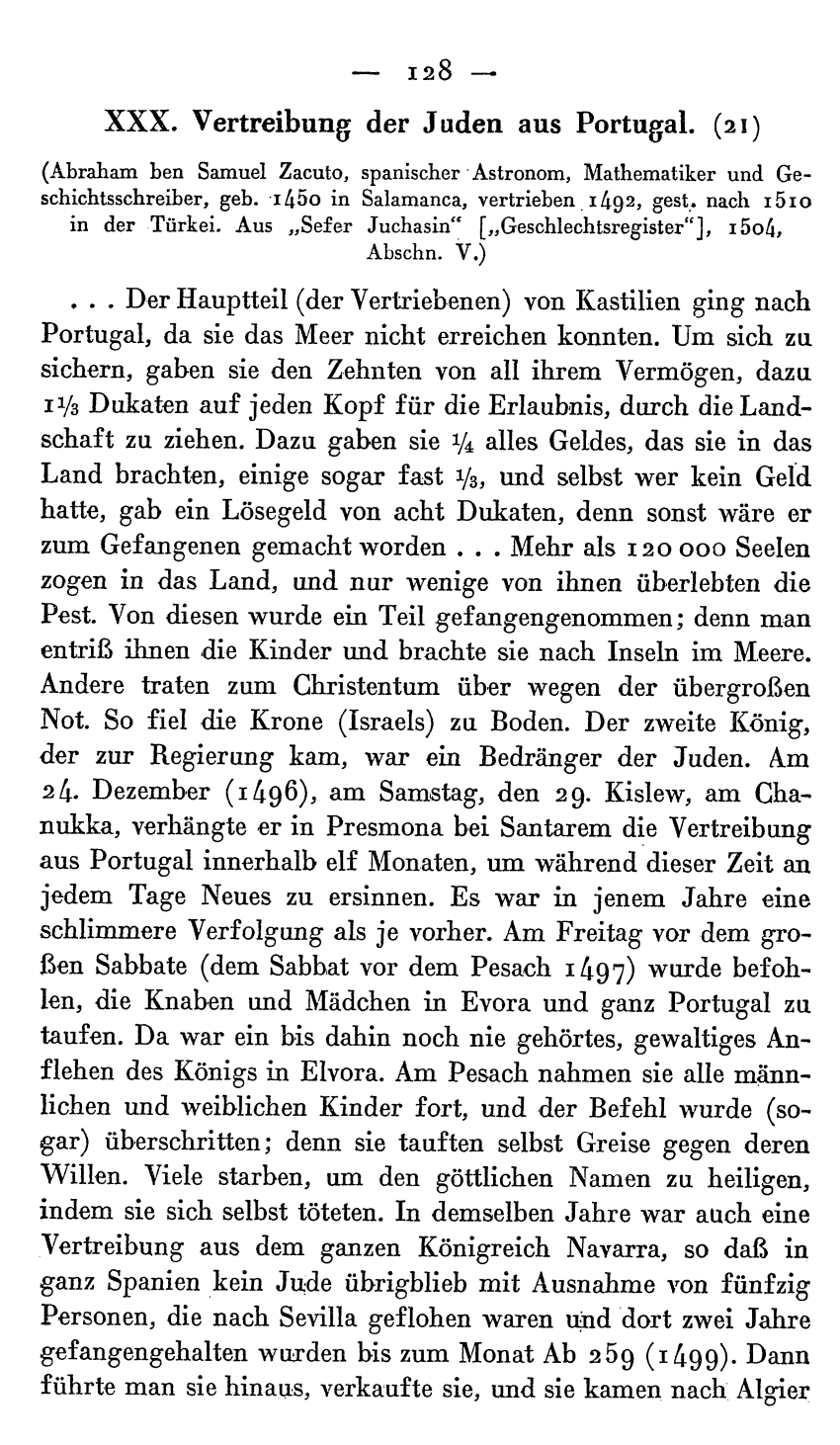 Vertreibung der Juden aus Portugal, Abraham ben Samuel Zacuto, 1504