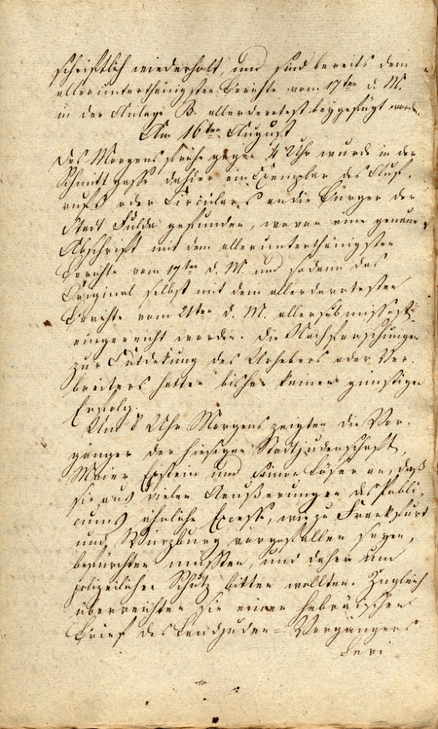 Situationsbericht der Polizeidirektion Fulda für die Zeit des 13.-24. August 1819, ausgefertigt vom Polizeidirektor Scheffer in Fulda, 1819